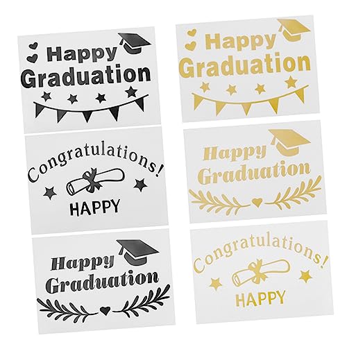 Warmhm 6 Stück Abschlussaufkleber Ballon DIY Aufkleber Party Ballonaufkleber Abschlussballonaufkleber Abschlussdeko Luftballons Buchstabenaufkleber Partyaufkleber Kunststoff Schwarz von Warmhm