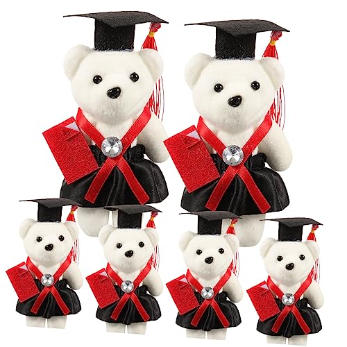 Warmhm 6 Stück Abschlusssaison Dr. Bär Abschlussgeschenk 2021 Abschluss 2021 Tragen Bärengraduierung in Der Kappe Puppenfigur Graduierungsbär in Mütze Abschluss Handwerk Rot Schaum von Warmhm