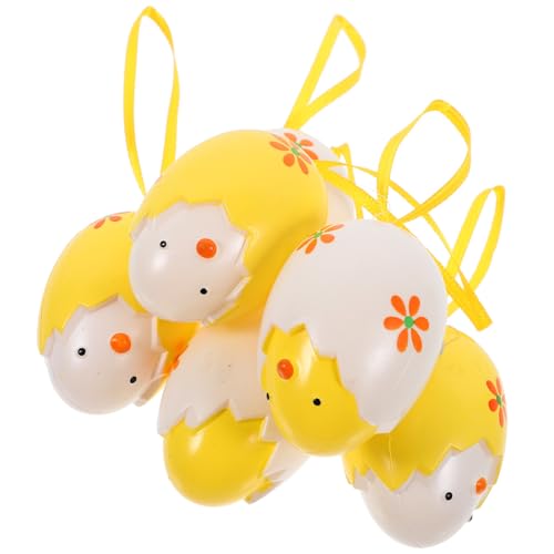 Warmhm 6 Stück Eierschalen-Küken-Anhänger Party Dekorationen easter egg decoration ostern ostegeschenke geldgeschenke zu ostern Eierschmuck Osterdekoration Plastik Yellow von Warmhm