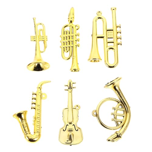 Warmhm 6 Stück Mini-Kunststoff-Musikinstrument bastelmaterial für bastelsets für Puppenstubenmöbel Baum Kinderparty Gefälligkeiten Mini-Instrumente Plastik Golden von Warmhm