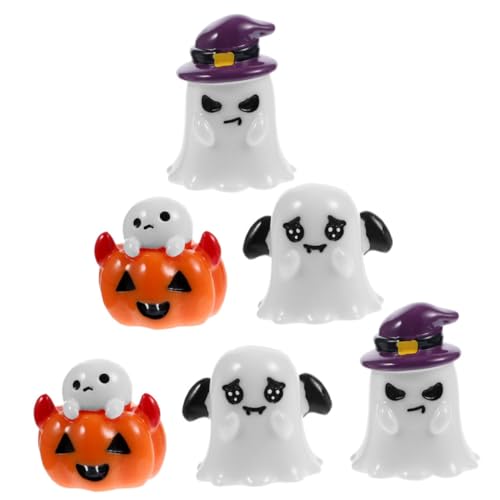 Warmhm 6 Stück Mini-kürbis-Geist-Ornamente Halloween-geisterfigur Miniaturen Halloween- Halloween-Layout- Wohnkultur Halloween-leckereien Für Dekoration Gruselig Harz von Warmhm
