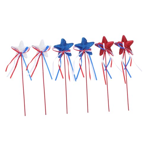 Warmhm 6 Stück Patriotische Glitzer Ribbon Wanderstäbe für Feierlichkeiten Memorial Day und Amerikanische von Warmhm
