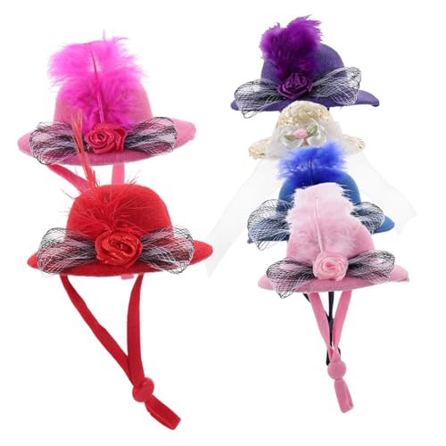 Warmhm 6 Stück Puppen Anziehspielzeug Prinzessinnen Haar Accessoire Netz Blumenhut Haustierhut Lebensechtes Halloween Und Anziehpuppen Puppen Miniaturhüte Kappen Aus von Warmhm