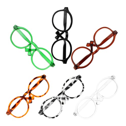 Warmhm 6 Stück Puppenbrillenspielzeug Gläser Zubehör Dolly Szene Klein Mini Vorgeben Dekorative Glasdekore Brillenrequisiten Zum Anziehen DIY-puppenbrille Plastik von Warmhm