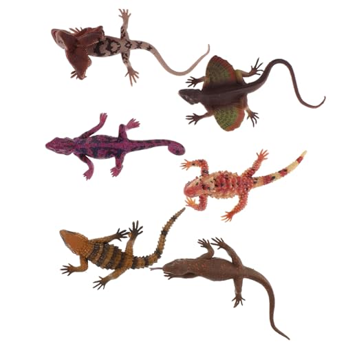 Warmhm 6 Stücke Realistische Eidechsenfiguren Satz Künstliche Reptilien Spielzeug für Kinder und Erwachsene Detailgetreue Simulation für Garten Dekoration oder Lernzwecke von Warmhm
