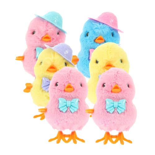 Warmhm 6 Stück Teiliges Aufziehspielzeug Küken für Plüschhühnchen mit Springende Spielzeuge Ostern und Kindergeburtstagsfeiern von Warmhm