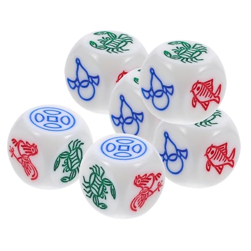 Warmhm 6 Stück Teiliges Fish Shrimp Crab Würfelset aus Robustem Resin Kleine Multifunktionale Spielwürfel für Bar Party Unterhaltung und Traditionelle Brettspiele von Warmhm