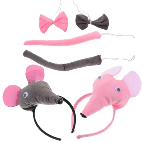 Warmhm 6 Stück Teiliges Kostüm Zubehör Set Ohren Haarreif Fliege und für Karneval Halloween Maskenbälle und Themenpartys Kinderfreundlich und Leicht Transportierbar von Warmhm