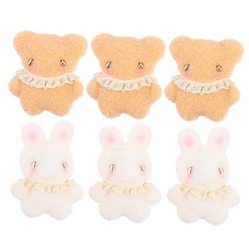 Warmhm 6 Stück Teiliges Plüsch Bär und Hase DIY Zubehör Kuschelige Stofftierkleidung für Kreative Bastelprojekte Niedliche und Sichere Adornments für Ihre DIY Projekte von Warmhm