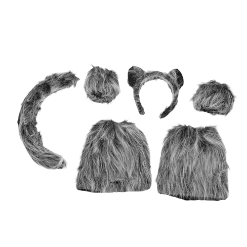 Warmhm 6 Stück Teiliges Wolfsohr Schwanzkostüm set Weiche Plüsch wolfsohren Haarreif Leichter Bequemer Kopfschmuck für Halloween Tierohren für Erwachsene für Party und Rollenspiel Warmhm 6 Stück Teiliges Wolfsohr Schwanzkostüm set Weiche Plüsch wolfsohren Haarreif Leichter Bequemer Kopfschmuck für Halloween Tierohren für Erwachsene für Party und Rollenspiel von Warmhm