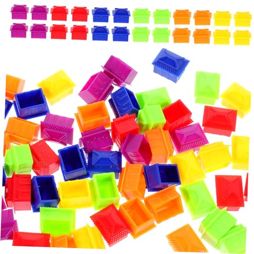 Warmhm 60 Stück Brettspiel Häuser für Ersatzteile für Rich Man Farben Leichte und Sichere Spielsteine für Unvergessliche Spielabende von Warmhm