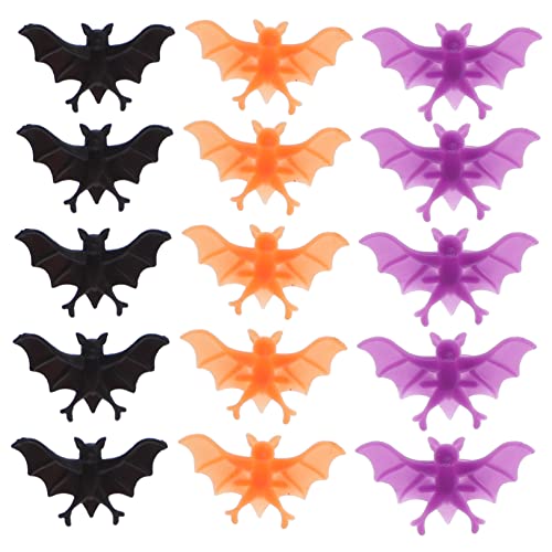 Warmhm 60 Stück Fledermausring Halloween Lustig Spielzeugring Klein Gruselig Fledermäuse Trick Schläger Kind Party Festring Schmuck Plastik von Warmhm