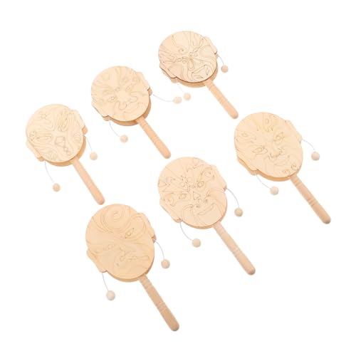 Warmhm 6Stücke DIY Holz Rasseltrommel mit Peking Oper Maske Unvollendete Trommeln für Kreative Kunstprojekte Babyspielzeug Kreativität und Kulturverständnis Warmhm 6Stücke DIY Holz Rasseltrommel mit Peking Oper Maske Unvollendete Trommeln für Kreative Kunstprojekte Babyspielzeug Kreativität und Kulturverständnis von Warmhm
