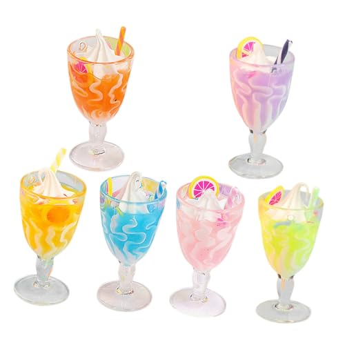 Warmhm 6Stücke Mini Eisbecher Puppenhaus Dekorationen Simulierter für DIY Puppenhaus Zubehör Elegante Becher für Kreative Spielwelten von Warmhm