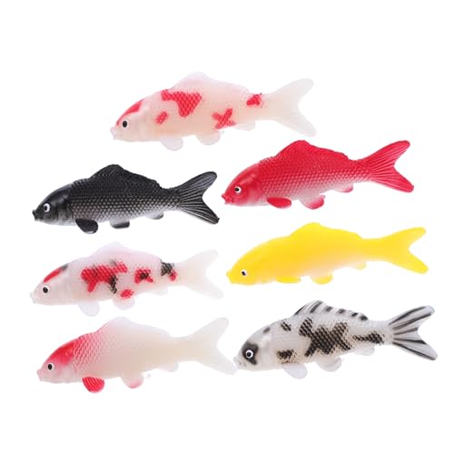 Warmhm 7 Stück Teiliges Koi Fisch Figuren Realistische Schwimmende Goldfisch Deko für Aquarium und Gartenteich Farbige Kunststoff Modelle ohne Pflegeaufwand als Fotorequisite und von Warmhm