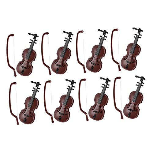 Warmhm 8 Sätze Mini-Geige Miniaturinstrumente Puppengeige Kleine Geige Miniaturgeige Violine Musikinstrumentenmodell Kleinste Geige Winzige Geige Mit Geigenverzierung Brown Abs von Warmhm