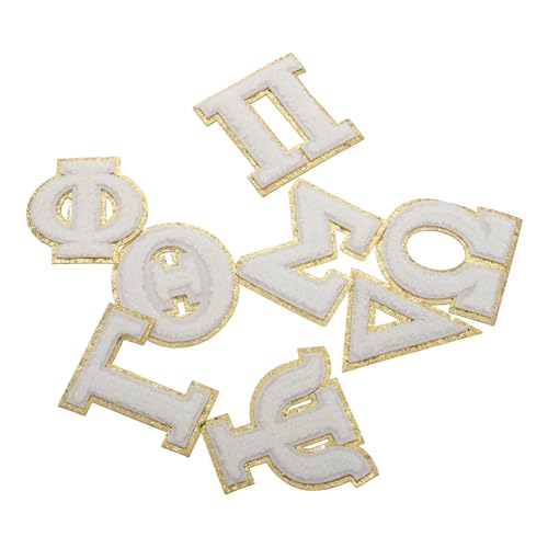 Warmhm 8 Stück Aufkleber Mit Griechischem Alphabet Gestickter Buchstabenaufnäher Aufnäher Mit Griechischen Buchstaben Erste Patches Griechische Buchstaben Zum Aufbügeln Beige Stoff von Warmhm
