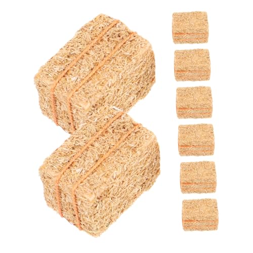 Warmhm 8 Stück Bauernhof Dekorationsornamente Simulieren Miniatur Heuballen Zur Dekoration Mini Heuballen Dekorationen Miniaturen Garten Mini Hausfigur Heuballen Für von Warmhm