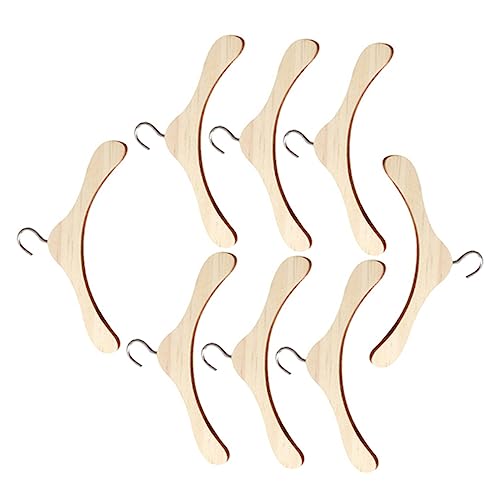 Warmhm 8 Stück Mini -Kleiderbügel -Puppe Kleiderbügel Puppenschrankbügel Kleiderbügel für Puppenkleider Babypuppe Puppenkleidung Kleiner Aufhänger Mini-Puppenhaus-Zubehör hölzern von Warmhm