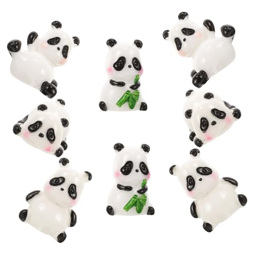 Warmhm 8 Stück Mini-Panda-Ornament Statue Miniatur Panda-Dekorationen zum Geburtstag Figures gartendekoration spielzeuge dekorative Pandafiguren Desktop-Panda-Dekoration Harz von Warmhm