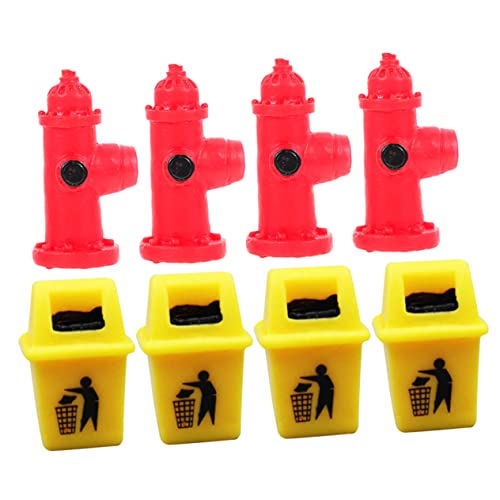 Warmhm 8 Stück Miniaturmodell Feuerwehrhydrant und Mülleimer Teiliges DIY Landschaftsmodell für Szenen Realistische Dekoration für Puppenhaus und Sandkasten von Warmhm