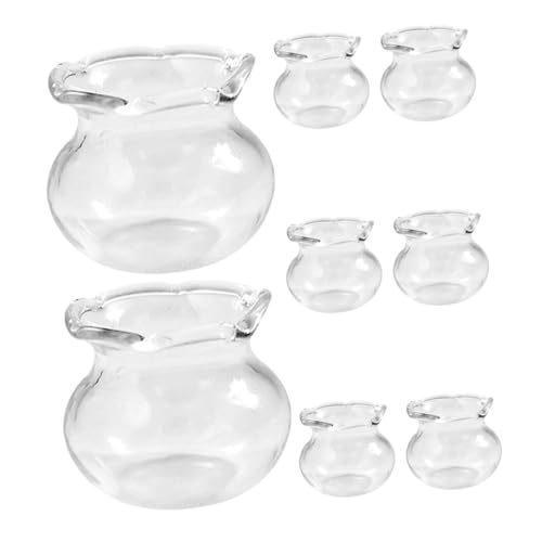 Warmhm 8 Stück Puppenhaus Fischtank Transparent Mini Fischtank Mini Aquarium Kleiner Fischtank Winziger Fischtank Mini Fischtank Tisch Miniatur Fischtank Kleine Fischschalen von Warmhm