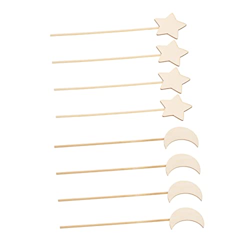 Warmhm 8Stücke Magische Zauberstäbe Aus Holz Für DIY Bastelset Mit Mond Und Sternzauberstäben Kreatives Für Rollenspiele Und Fantasieabenteuer von Warmhm