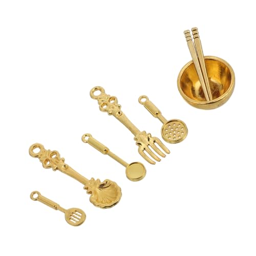 Warmhm 8Stücke Teiliges Puppenhaus Geschirr Set Küchenutensilien für Puppenhaus Realistische Schüsseln und Besteck Zubehör für Rollenspiele und Kreative Szenen Goldene Warmhm 8Stücke Teiliges Puppenhaus Geschirr Set Küchenutensilien für Puppenhaus Realistische Schüsseln und Besteck Zubehör für Rollenspiele und Kreative Szenen Goldene von Warmhm