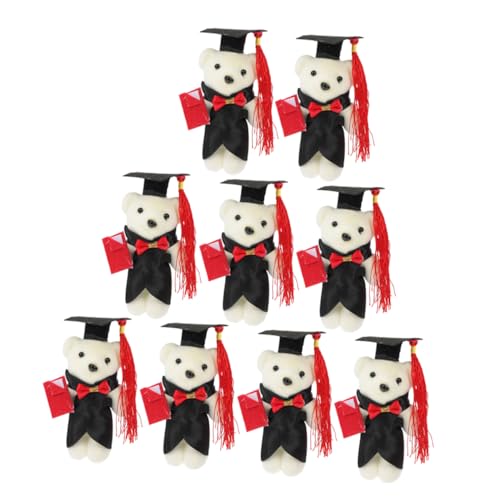 Warmhm 9 Stück Puppenstraußmaterial Plüsch-Abschlussbär- Cartoon-Bär-Puppe Abschluss Stofftiere ritauls Kuscheltier Plüschbär Bär Ornament Polyester von Warmhm