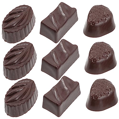 Warmhm 9 Stück Realistische Schokoladenmodelle für Dekoration Simulierte Spielzeuge für Fotorequisiten Lebensechte Nachbildung von Süßigkeiten und Snacks von Warmhm