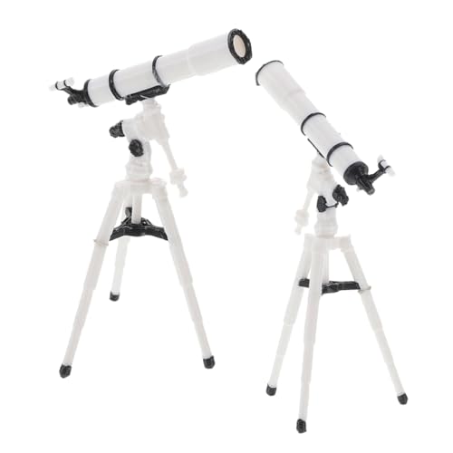 Warmhm Astronomisches Teleskop Modell Teleskop Miniatur Tragbares Teleskop Teleskop Miniatur Puppenhauszubehör Puppenhaus Mini Möbel Dekoration Weißer Kunststoff 2 Stück von Warmhm