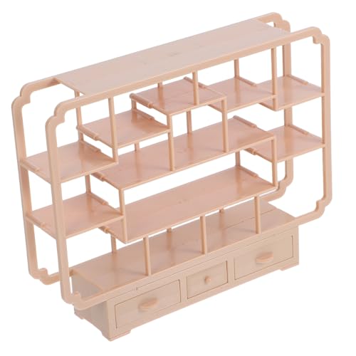 Warmhm Bogu-Rack-Modell Puppenhaus Gestell Miniaturen Dekore Klein Möbel Holzspielzeug Zubehör Für Puppenhäuser Miniatur-bücherregal Mini-Display-Regal Puppenstubenregal Plastik Khaki von Warmhm