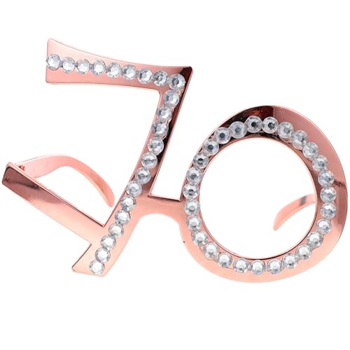 Warmhm Brille Zum 70. Geburtstag Lustige Fotokabinen-Requisiten Für Jubiläumsfeier Dekoration Kunststoffrahmen Mit Kristall-Partygeschenken Neuartige Brille von Warmhm