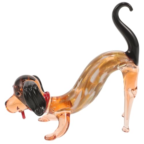 Warmhm Dackel-Hundeschmuck Miniatur-Haustiere Tiere zum Sammeln Modelle Tierfigur Hundefigur Modell falscher Hund schmücken Geburtstagsgeschenk Hund aus Glas Kind der Hund von Warmhm