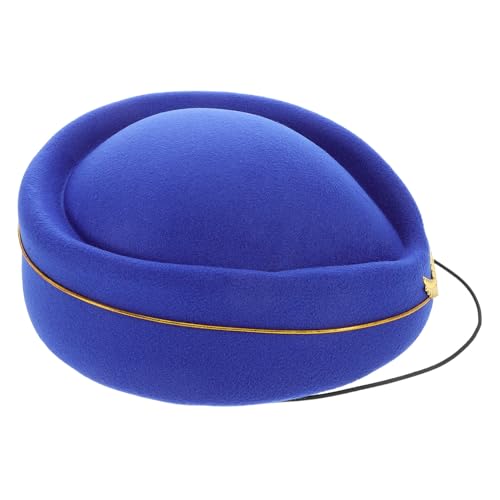 Warmhm Damen Beret Hut Faux Wolle für Stewardessen Kostüm Cosplay Kopfbedeckung Klassischem Blau für Bühnenauftritte und Besondere Anlässe Passend und Vielseitig Kombinierbar von Warmhm