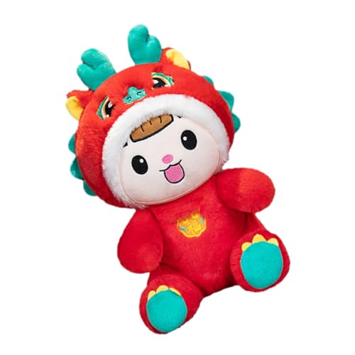 Warmhm Dekorative Ausgestopfte Drachenpuppe Maskottchen Drache Gefüllt Kleine Drachenpuppe Neujahrsmaskottchen Plüsch Chinesischer Drache Plüsch Chinesische Drachenpuppe Kurzer Plüsch von Warmhm