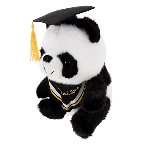 Warmhm Doktor Panda Puppe Plüschpanda Mit Abschlusskappe Ausgestopfte Plüsch-Panda-Puppe Gefülltes Abschlussbärenspielzeug Entzückender Cartoon-Panda Kuscheltier Baumwolle Yellow von Warmhm