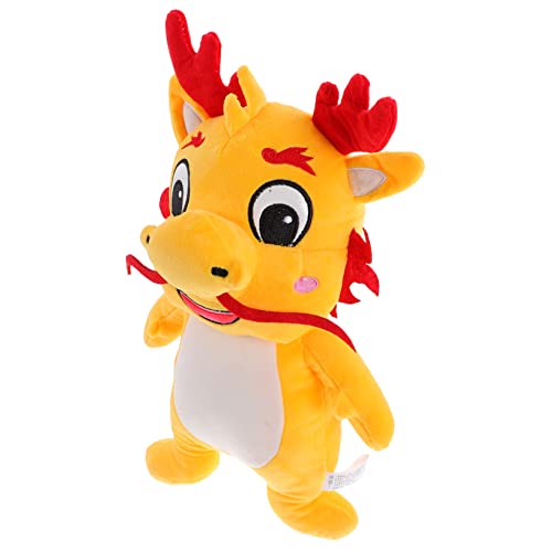 Warmhm Drachen Plüschtier für kinderspielzeug neujahrsdeko spielzeuge Tragbares Toys for Kuscheltier Drache Drachenpuppe PP Baumwolle Yellow von Warmhm