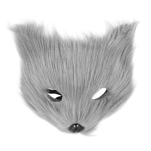 Warmhm Flauschige Fuchs Maske Für Cosplay Und Halloween Halbgesichts Tiermaske Für Maskerade Und Kostümparty Graue Fuchsmaske Für Männer Und Frauen Für Karneval von Warmhm