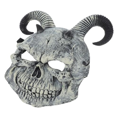 Warmhm Goat Head Skull Maske für Halloween Angesagte Tiermaske mit Ramshörnern für Kostüme Cosplay und Partys Einzigartiges Leichtes Design für Unvergessliche Auftritte von Warmhm