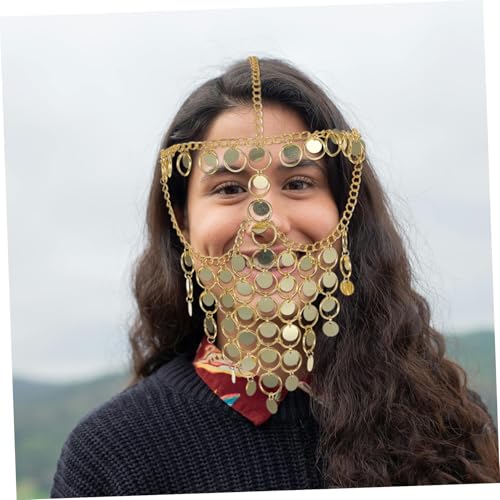 Warmhm Goldfarbene Metall gesichtskette mit Tasseln und Münzen Handgefertigte Masquerade Face Mask für Karneval Party und Bauchtanz Leichtes Flexibles Schmuck accessoire für Damen Warmhm Goldfarbene Metall gesichtskette mit Tasseln und Münzen Handgefertigte Masquerade Face Mask für Karneval Party und Bauchtanz Leichtes Flexibles Schmuck accessoire für Damen von Warmhm