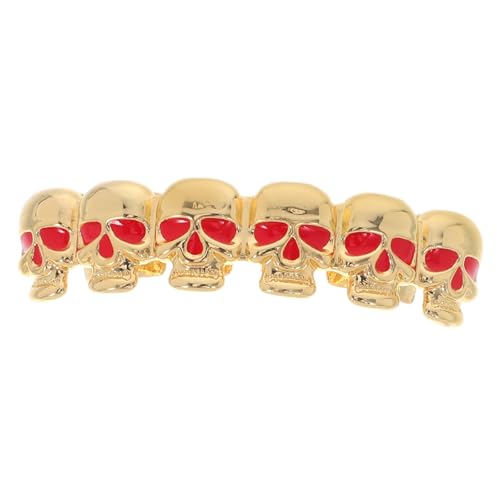 Warmhm Goldfarbener Skull Grill mit Sechs Zähnen Punk Hip Hop Style Single Mouth Fang Fake Cap Markanter Zahnschmuck für Halloween Party und Rapper Auffälliges Cosplay Zubehör Warmhm Goldfarbener Skull Grill mit Sechs Zähnen Punk Hip Hop Style Single Mouth Fang Fake Cap Markanter Zahnschmuck für Halloween Party und Rapper Auffälliges Cosplay Zubehör von Warmhm