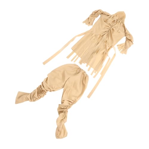 Warmhm Gruseliges Mumienkostüm für Erwachsene Beige Teiliges Halloween mit Elastischem Zerfetztem Oberteil und Hose Bequemes Karnevalskostüm für Maskenball und Horror Performance von Warmhm