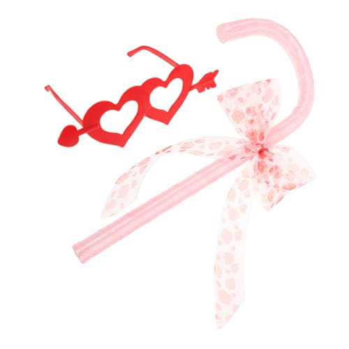 Warmhm Halloween Bowknot Candy Cane mit Herzförmigen Stab-Sonnenbrillen Party Requisiten für Valentinstag Kostüm Rollenspiel Zubehör Rosa Rosenstock Einheitsgröße von Warmhm