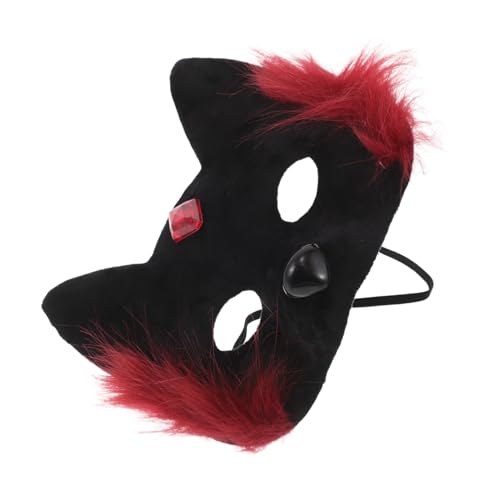 Warmhm Halloween Katzenmaske Halbgesicht Plüsch Tier Masquerade Maske Rotes Schwarz Cosplay Party Accessoire für Halloween Kostüm Warmhm Halloween Katzenmaske Halbgesicht Plüsch Tier Masquerade Maske Rotes Schwarz Cosplay Party Accessoire für Halloween Kostüm von Warmhm