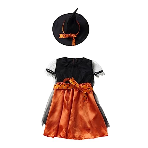 Warmhm Halloween Kinderkostüm Mädchen Orange Rock mit Passendem Hut Bequemes Party Kostüm für Halloween Fasching und Cosplay Geeignet für Fotoshootings und Geburtstagsfeiern von Warmhm