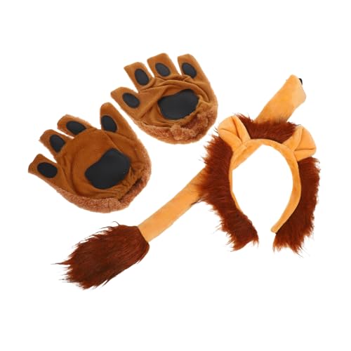 Warmhm Halloween Plüsch Löwenschwanz Kostüm Plüsch Löwenschwanz und Ohren Haarreif Weiches Tier Cosplay Zubehör für Bühne und Party von Warmhm