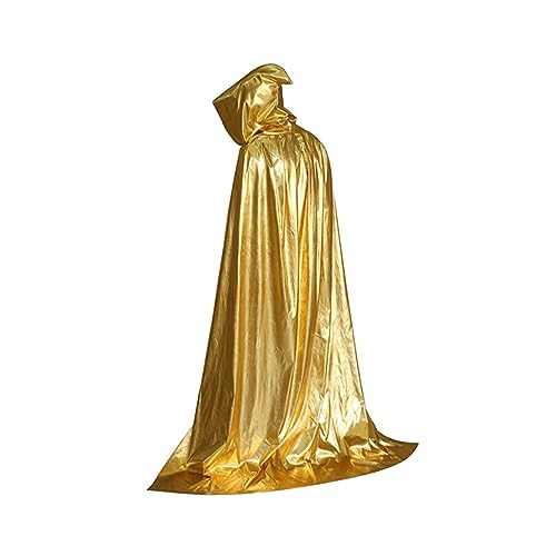 Warmhm Halloween Umhang Goldener Umhang mit Kapuze Unisex Kostüm für Erwachsene Einheitsgröße Verkleidung für Halloween Fasching Rollenspiel und Bühnenauftritte von Warmhm