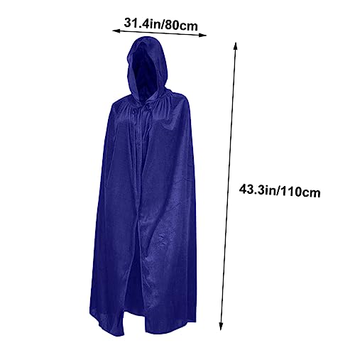 Warmhm Halloween Umhang mit Kapuze Goldfarbenem Samt Cosplay Kostüm für Party und Bühnenauftritte Mystischer Vampir Cape für Erwachsene Blau von Warmhm