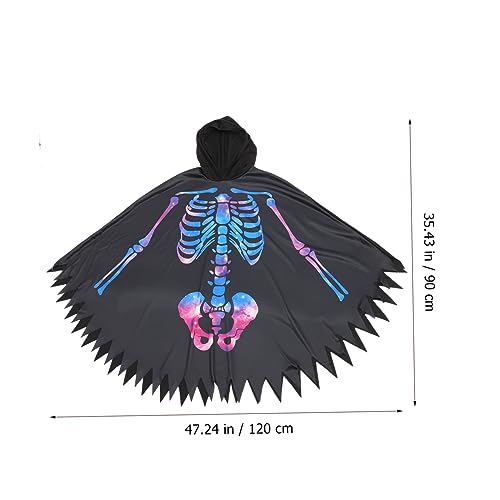 Warmhm Halloween Umhang mit Skelettmuster Kapuzen Cape Kostüm Accessoire für Damen und Herren Leichtes Bequemes Halloween Party Kostümprop für Karneval Cosplay und Gruselfeste von Warmhm